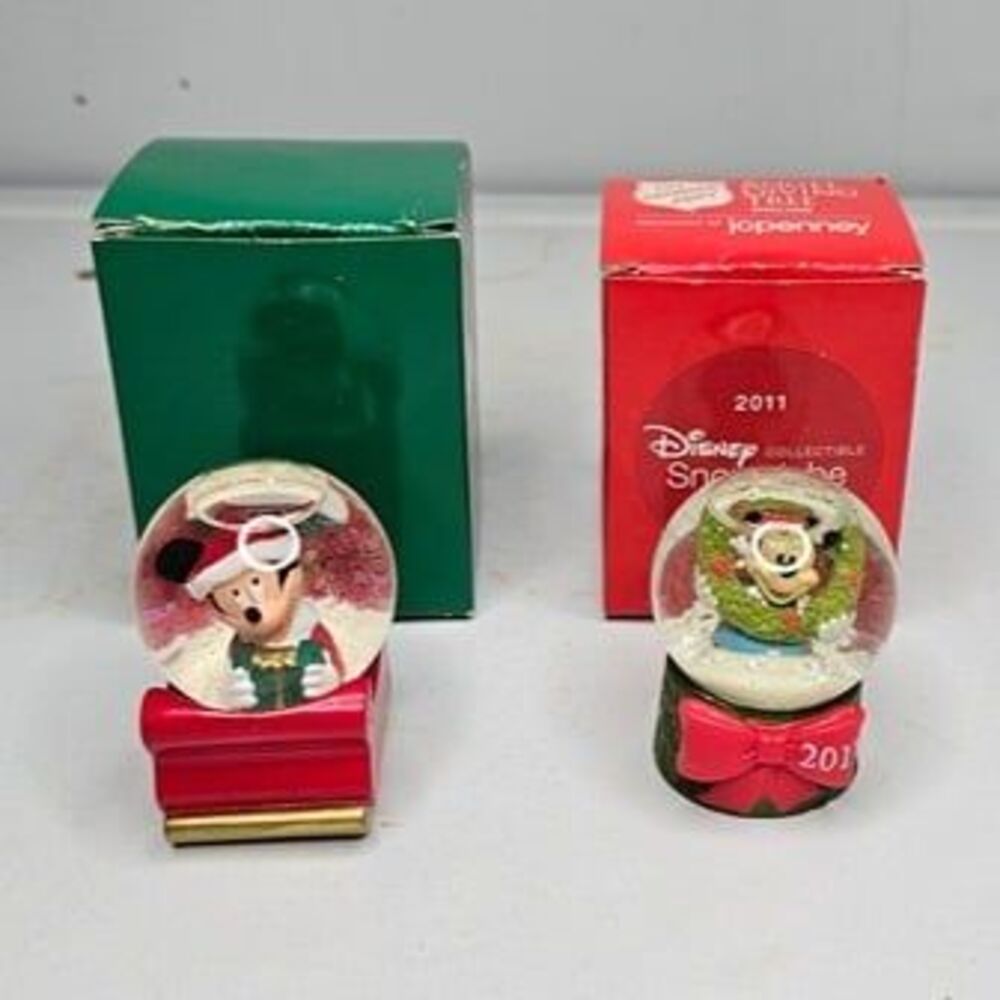 Lot of 2 JCPenney Snowglobes 2003 2011 Disney Mickey Mouse